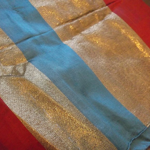 Brown Metallic Striped Scarf Semi Sheer 23 by 80 - Picture 4 of 4